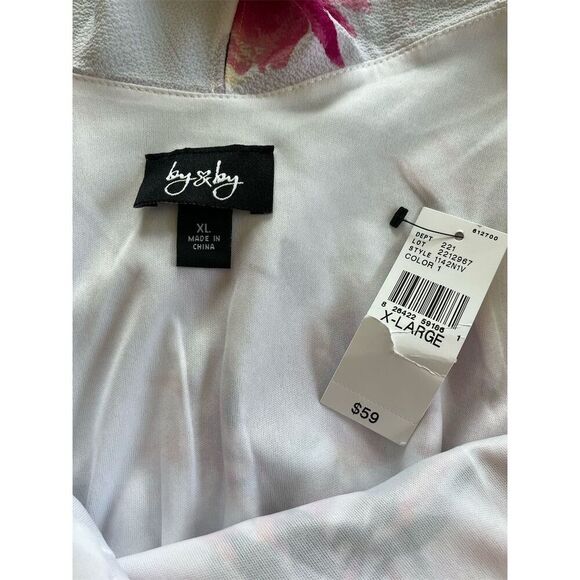 By & By Women's XL Floral Ruffle Maxi Dress Multicolor Summer Casual White - Picture 9 of 9